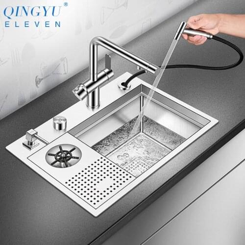 New Cup Rinser kitchen Sink 304 Stainless Steel 4mm Thickness Handmade Brushed Sink High Pressure Cup Washer kitchen Sink