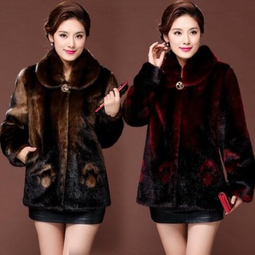 New winter plus size fashion womens ladies long-sleeved thick warm lapel short mink big slim fit whole mink three buttons