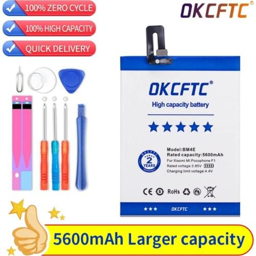 OKCFTC 5600mah Original Replacement Battery BM4E For Xiaomi MI Pocophone F1 battery Authentic Phone Battery +Tool Sets