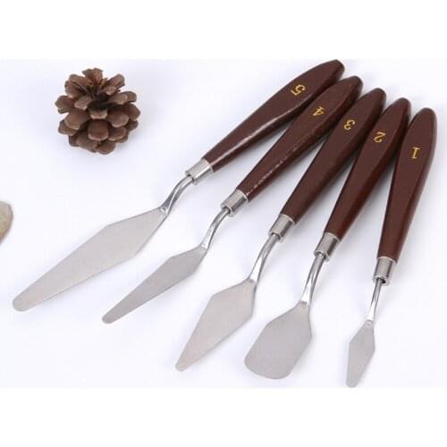 5Pcs Mixed Professional Stainless Steel Spatula Kit Palette for Oil Painting Knife Fine Arts Painting Tool Set flexible blades