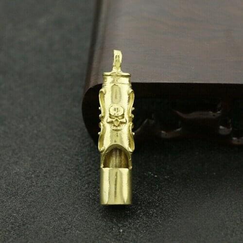 Retro Hand Made Brass Skull Whistle Pendant Key Chain Pendant Accessories Gift