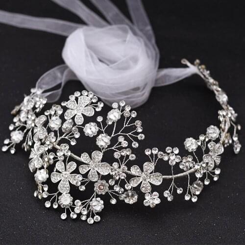 ZMSH273 Silver Diamond Belt Wedding Dress Belt Flowers for Dresses Alloy Floral Bridal Sash White Belt for Women Waistband