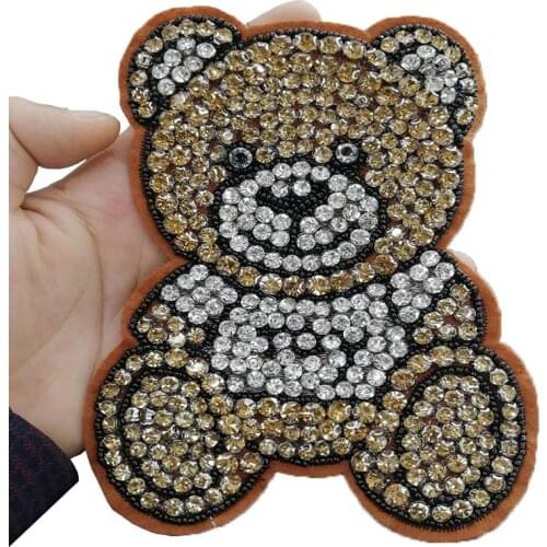 Hand-Made Nail Bead Cartoon Drill Bear Clothing Cloth Paste For Shoes, Hats, Bags, Decorative Products, Hand-Sewn Cloth Patch