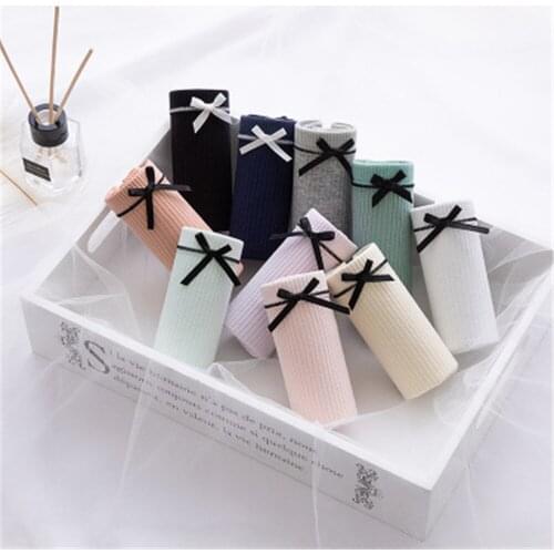 Stretch thread cotton mid-waist breathable ladies underwear, cute fanny pack girls briefs T1736