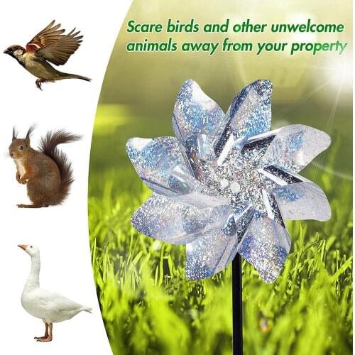 Wind Spinner Reflective Bird Repeller Windmill Garden Decorative Windmill Reflective Pinwheel Outdoor Bird-Scaring Equipment