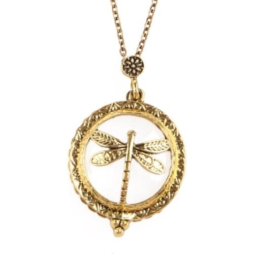 Vintage Chain Magnifying Glass Hot Necklace Pendant Grandma Gift Metal Magnifier