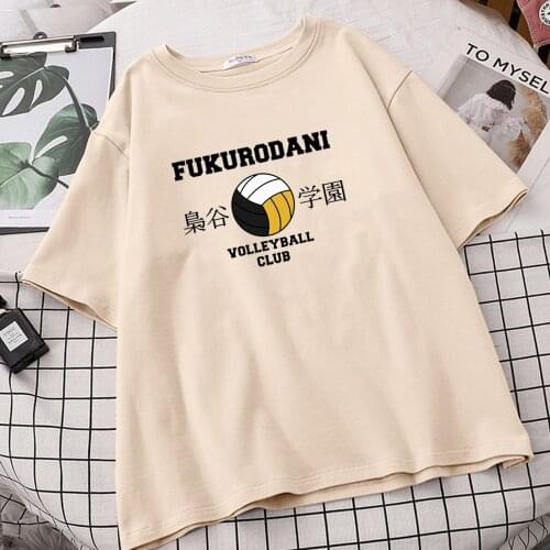 Women Haikyuu T Shirt Fukurodani Volleyball Club Summer Oversized T-shirts Short Sleeve Tee Shirts Round Neck Tops Tshirts