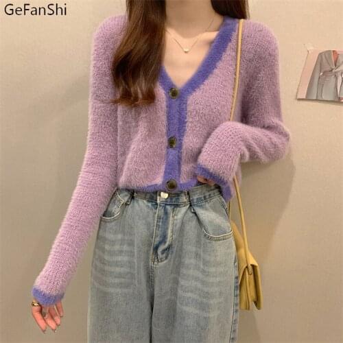 High Street Autumn Winter Sweater Cardigan Solid Button Female Women Sweaters V-neck Elegant Office Ladies Knitted Tops Coat