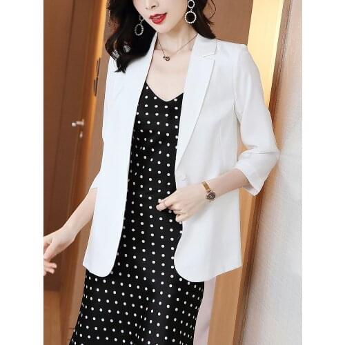 White Suit Jacket Women Summer OL Casual Solid Color Loose Korean Long-sleeved Top Casual Collar Women Fashion Suit