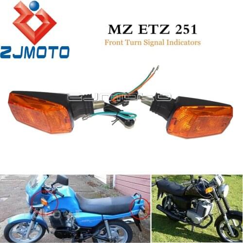 E-Mark 1 Pair Rear Turn Signals Motorcycle Blinkers Turn Indicator Lights For MZ ETZ 251 Amber Flash Lights