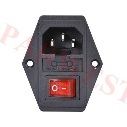 1PC/Lot with 10A fuse power switch socket with Rocker Switch ac socket 3 Terminal Power Socket with Fuse Holder Connector