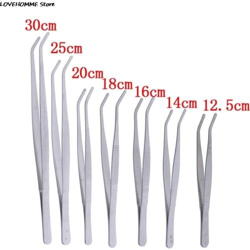 1PC Hot New Stainless Multifuctional Steel Elbow Tweezers Aquarium Clear Clip Tool Medical Repair Tools 12.5/14/16/18/20/25/30cm