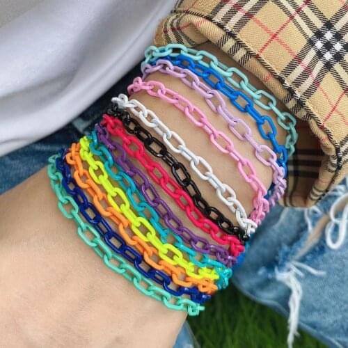 10PCS, Metal Bohemian Summer Colored Enamel Bracelet For Women Charm Link Chain Bracelet Cute Girl Bracelet Jewellery Gift