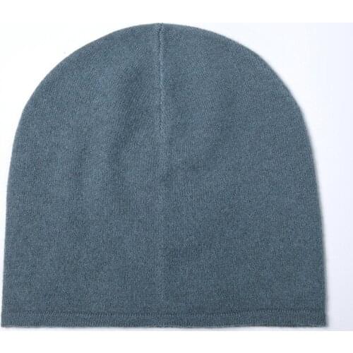 100% Cashmere hat women knitted solid color fashion autumn and winter female new Inner Mongolia luxury two-color doubl