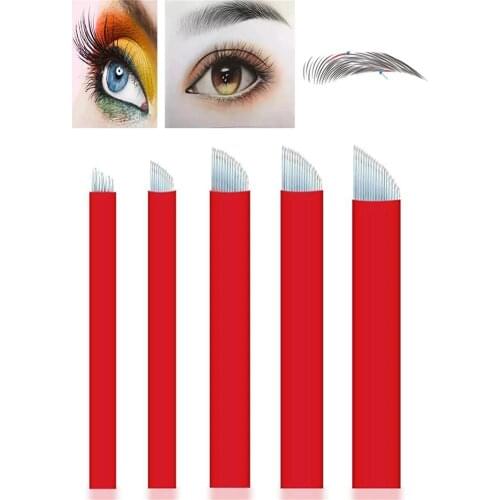 200PCS 0.16mm 7/9/11/12/14/16/21/P/U Shape Nano Microblading Lamin Tebori Needles For Permanente Makeup Eyebrow Manual pen