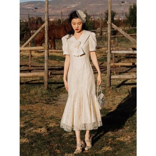 2021 new fashion womens clothing V-Neck Vintage dresses for women