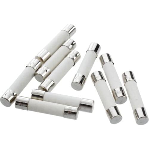 ABSF 10 pcs AC 250 V 15 A 6 x 30 mm, high speed kick cylindrical fuse tube ceramic · white + silver