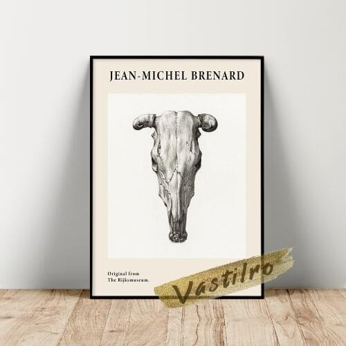 Jean Mishel Brenard Album Cover Poster, Jean Brenard Skull Of A Cow Art Prints, Vintage Animal Head Bone Wall Picture, Fans Gift