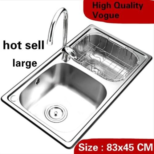 Free shipping Apartment luxury wash vegetables high volume large kitchen double groove sink 304 stainless steel vogue 83x45 CM