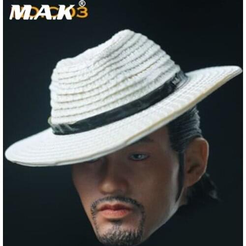 C-03 1/6 Asia Male Head Sculpt Movie Gangs Male Head Carved with Hat Model Toys for 12 inches Action Figure Body Accessory