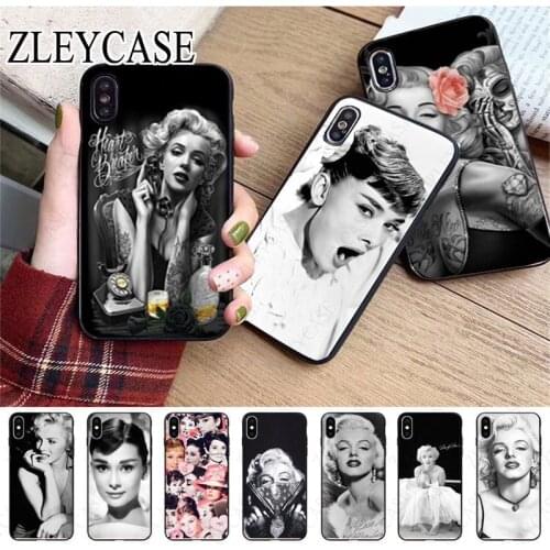 Marilyn Monroe Audrey Hepburn Phone Case Shell For iphone x xs xr xsmax 11 12pro max 5s SE 2020 6splus 7 8plus 12mini cover