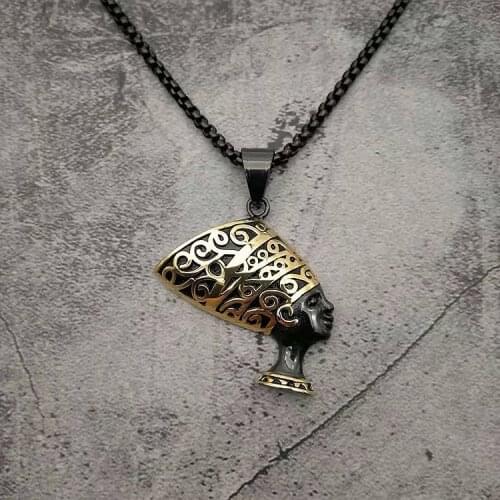 Black Pendant Necklace For Men With Egyptian Pharaoh Pattern Classic Domineering Symbol Necklace Accessories Gifts Drop Ship