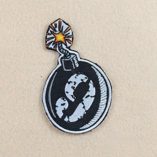 Punk Black Bomb Number DIY Badges Cloth Jeans Cowboy Patch Clothes Down Jackets Decoration Applique Iron On Badges