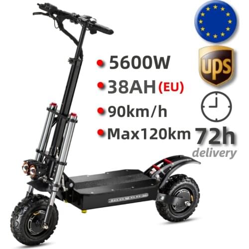 60v5600w Electric Scooter 11 Inch Fat Tire Foldable Cross Country High Speed Dual Drive Motor E Scooters Adults