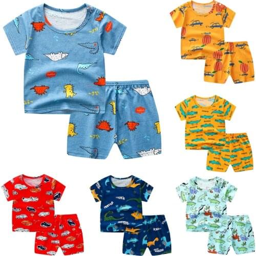 Boys Cartoon Short Sleeve T-Shirt+Kids Shorts Outfits Set