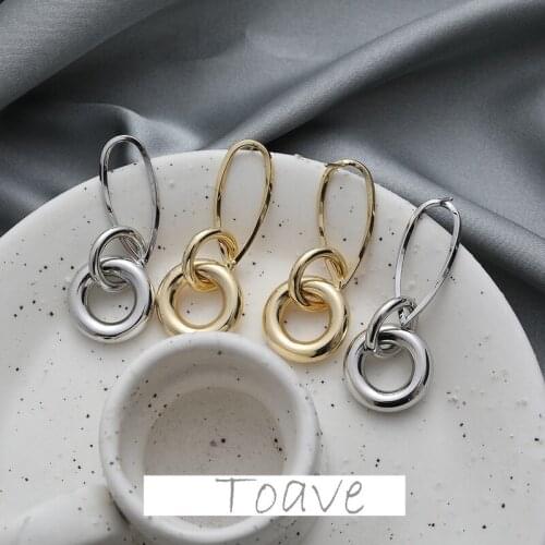 Electroplating real gold color water drop with multi-ring pendant silver needle earrings diy hand-made material accessories
