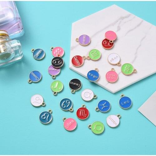 Hiyong Diy Necklace Pendant 12 Constellations Bracelet Pendant Zodiac Alloy Pendant Zodiac Mothers Day Sublimation Fathers Day