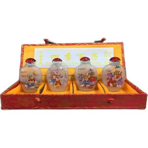 Chinese Unique Painting snuff bottle inside painted four combinations