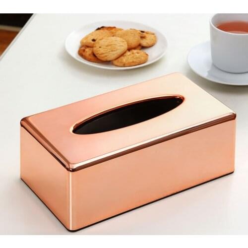 ABS plating rose gold tissue box living room home drawer paper office creative tissue storage box