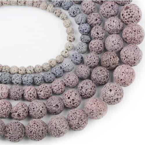 YHBZRET Natural Stone gray Volcanic Lava Beads 4/6/8/10/12MM Round Spacer Loose Beads For Jewelry making DIY Bracelet Wholesale