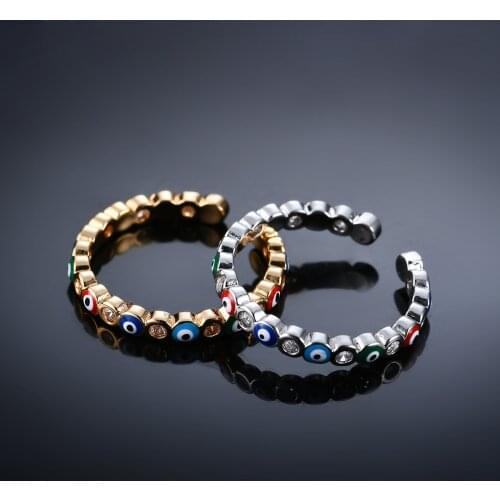 New Fashion Gold Color Adjustable Open Couple Rings Vintage Boho Turkish Evil Eye Ring For Women Men 2021 Trendy Jewelry Gift
