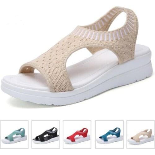 New summer breathable increase womens sandals fashion wild fly weaving wedges womens sandals set foot comfort shoes35-45