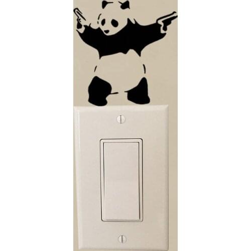 Panda With Guns Vinyl Wall Decal Switch Sticker Decor 3SS0086