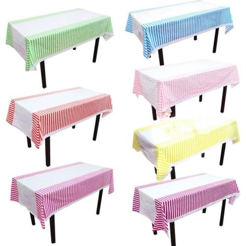 Colorful Polka Stripe Plastic Table Cloth Kids Birthday Party Decoration Baby Shower Decoration Supplies Disposable Tablecloth W