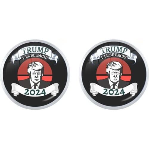 Dropship Famous America President Washington Trump 2024 Glass Cabochon Dome Earrings For Women Fashion Stud Earrings Jewelry