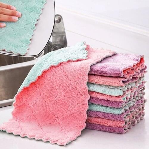 Dishcloth Oil-Free Kitchen Special Lazy Rag Absorbent Cleaning Cloth Cleaning Bowl Scouring Pad Hand Cleaning Table Towel