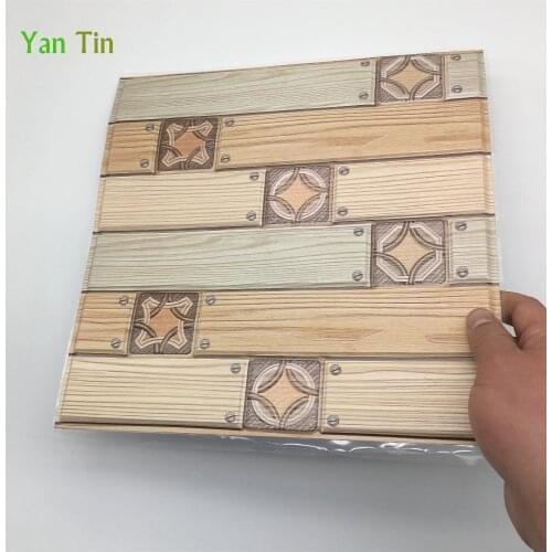 Removable 3D Wood Texture Retro Tile Wall Sticker Kitchen Bathroom Tiles Decoration Wallpaper Self-sticking DIY Vinly Art Mural