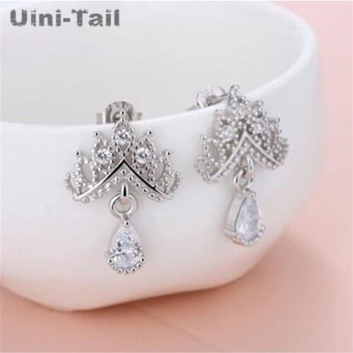 Uini-Tail hot new 925 sterling silver crown earrings Korean fashion tide high quality earrings hypoallergenic girlfriend gift