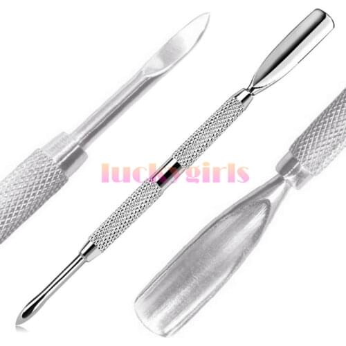 Nail Pusher Spoon Remover Stainless Steel Cuticle Metal Manicure Pedicure Care Cleaner nail art Tools
