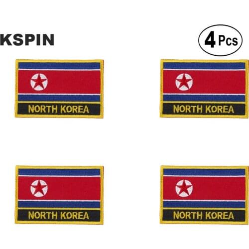 North Korea Rectangular Shape Flag Iron on Saw on Patches Embroidered Flag Patches National Flag Patches for Clothing DIY