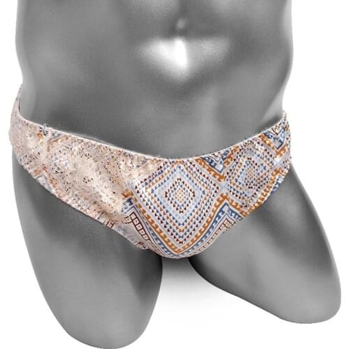 Fashion Lace Sexy Sissy Panties Floral Satin Shiny Mens Briefs Underwear Sexy Lingerie Softy Funny Male Underpants