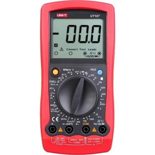 UNI-T UT107 Handheld Automotive Multipurpose Meters Manual Range Multimeter Input Protection Tach Battery Test