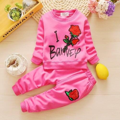 BibiCola Spring Baby Girl Clothes Set Children Clothing Sets Flower Tops+Pants Sport Suit Kids Outfits Set Toddler Tracksuit