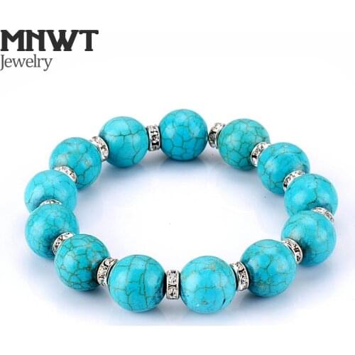 MNWT Stone Beads Bracelets Boho Vintage Shapes Turquoises Beads Elasticity Rope Bracelets Fashion Charms Jewelry