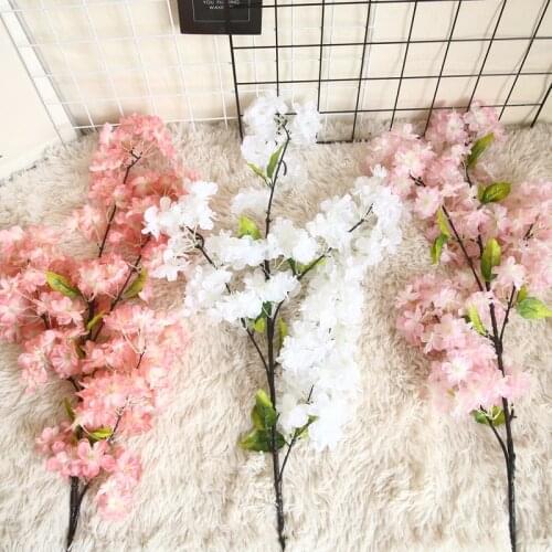 Japanese Sakura Artificial Flower Plant Wall Cherry Blossoms INS Style Spring Plant Bonsai DIY Home Wedding Decoration