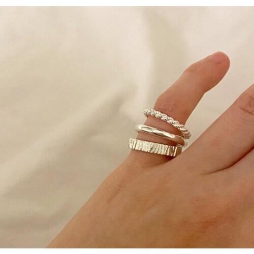 1pc sIZE5.5 Small Authentic S925 Sterling Silver FINE Jewelry Engraved Twisted /polished Knuckle ring adjust TLJ1004